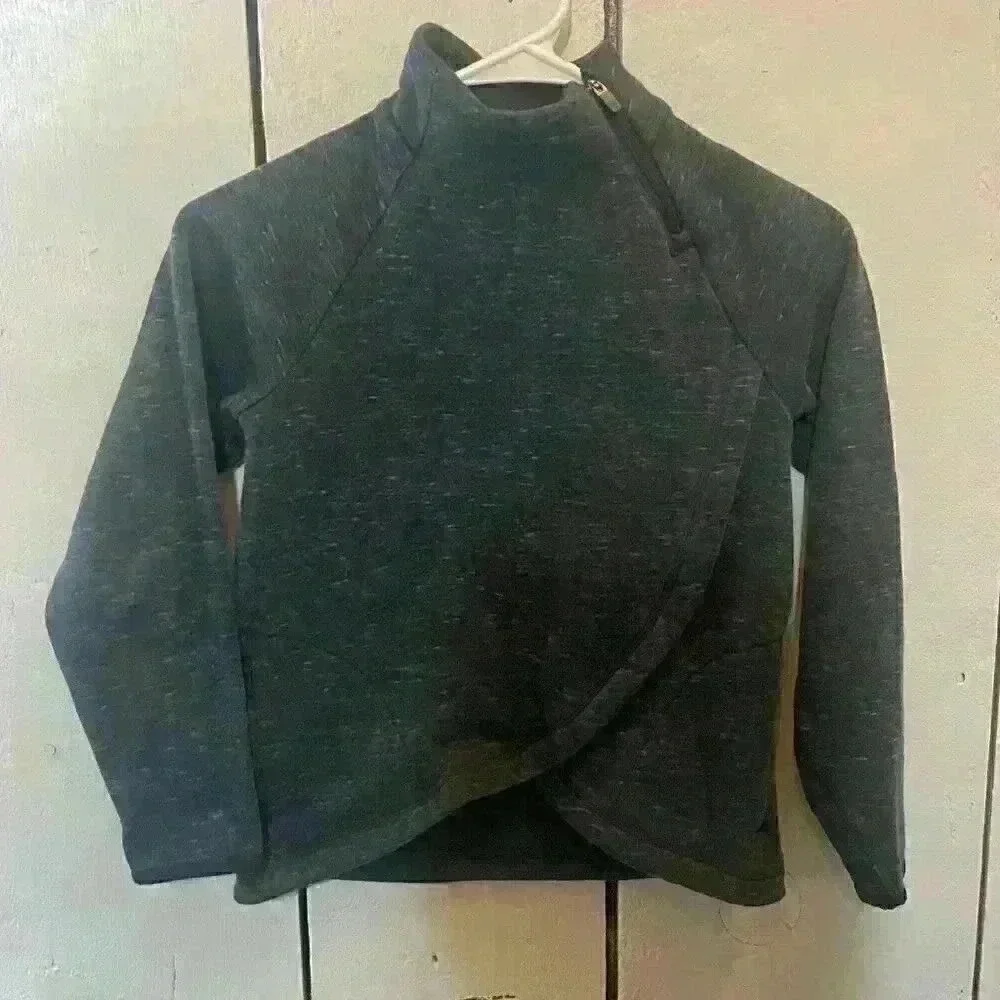 Athleta Girl Crazy Cozy Wrap Small 7 Mock‎ Neck Zip Sweater Teal Activewear